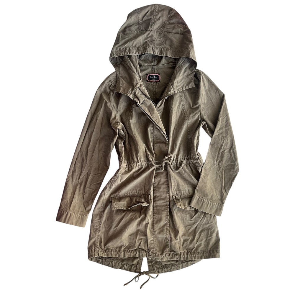 Love Tree Women M Olive Army Green Hooded Anorak Drawstring Waist Utility Jacket